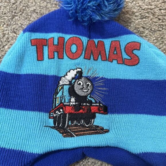 Thomas The Tank Engine Beanie Cap Winter Stocking Hat Blue/Red Knit Boys One Sz - Picture 2 of 6